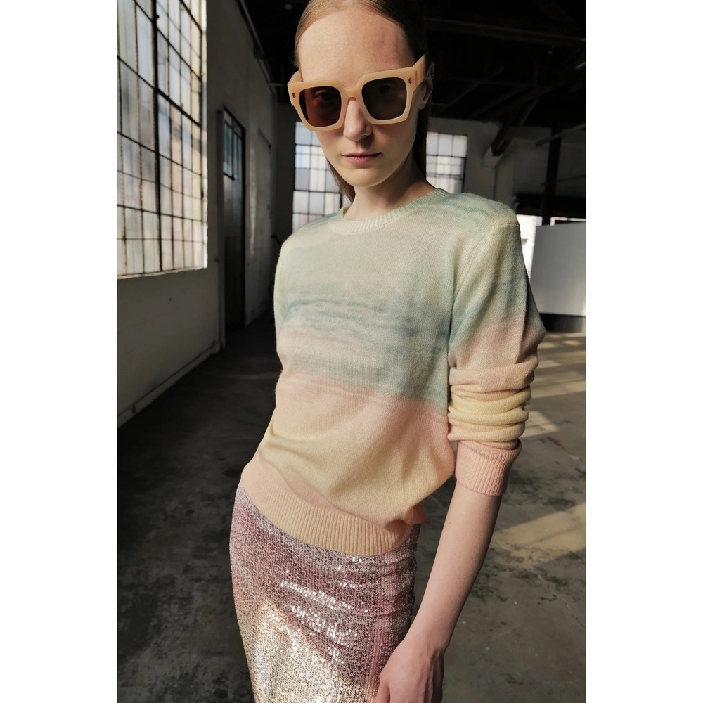 LE SUPERBE Sparkling Surf‎ Jumper Sweater Cashmere Wool Sunset Ombré X-Small